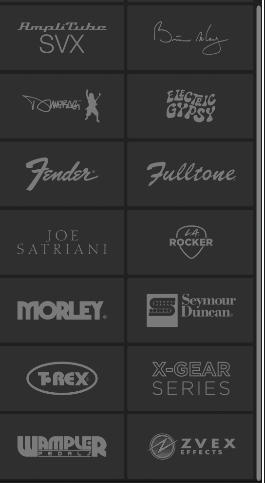 AmpliTube 5 公式ライセンスブランドコレクション一覧