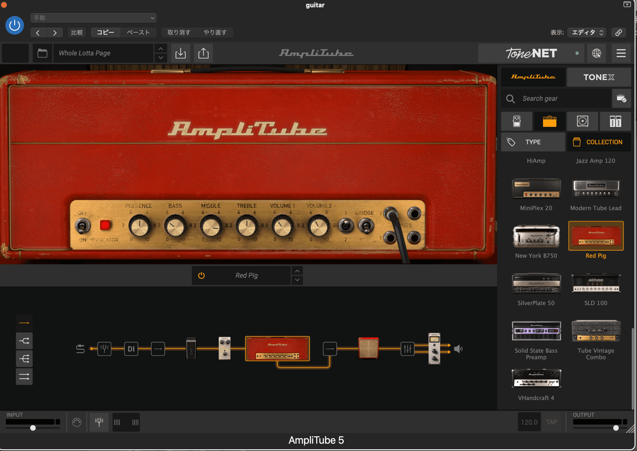 AmpliTube 5 プリセット Whole Lotta Page Red Pigアンプ