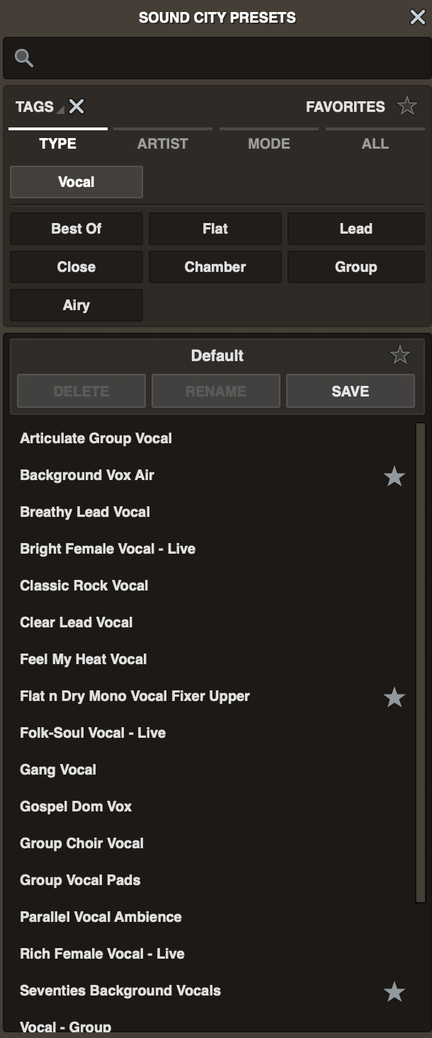 UAD Sound City Studios ボーカルプリセット一覧