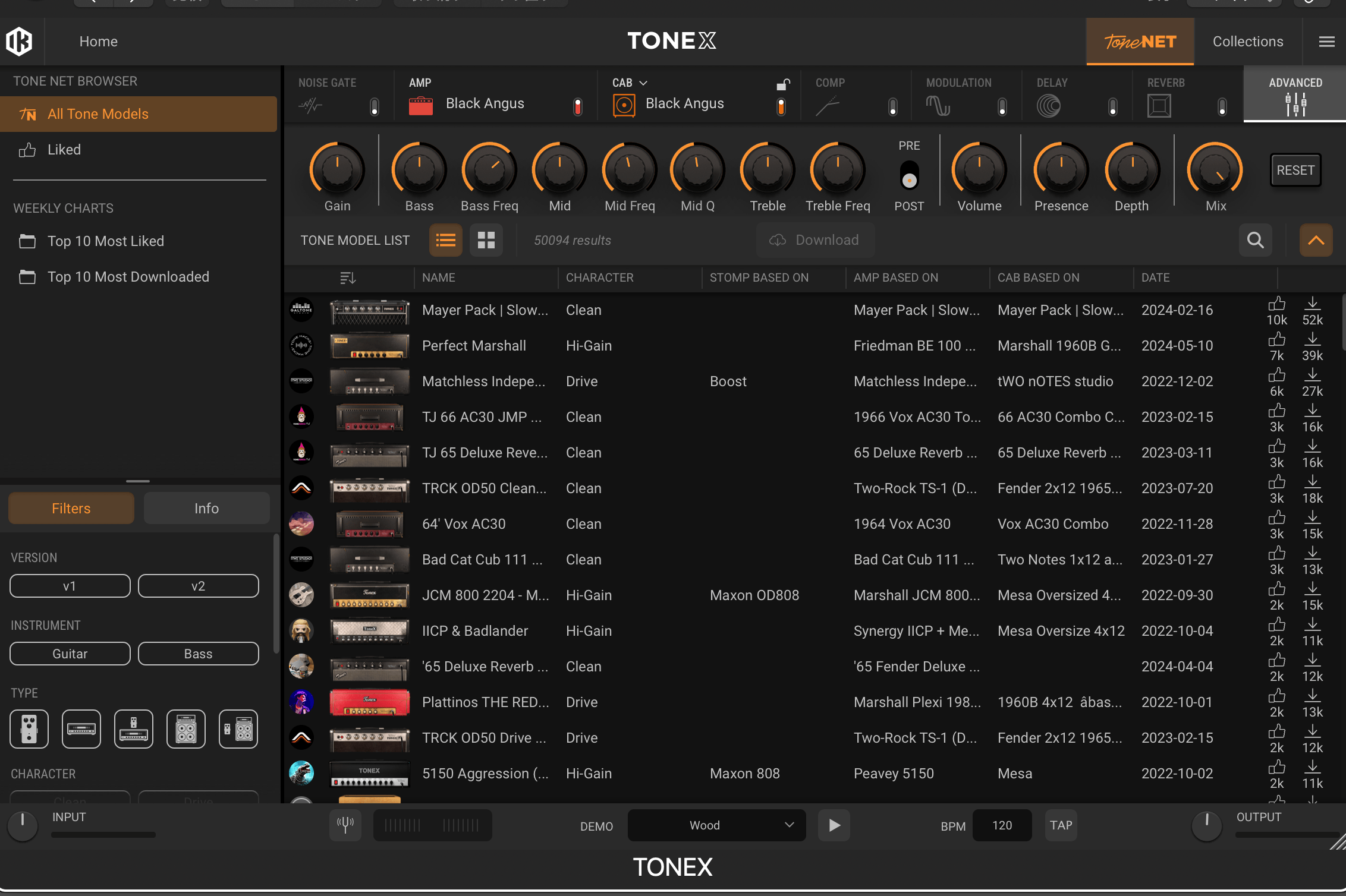 ToneNETのトーン検索画面 - ユーザー作成モデルを無料でダウンロード